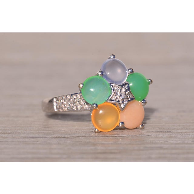 Metal The Maggiore: Multicolor Chalcedony Ring with Natural Diamonds For Sale - Image 7 of 10