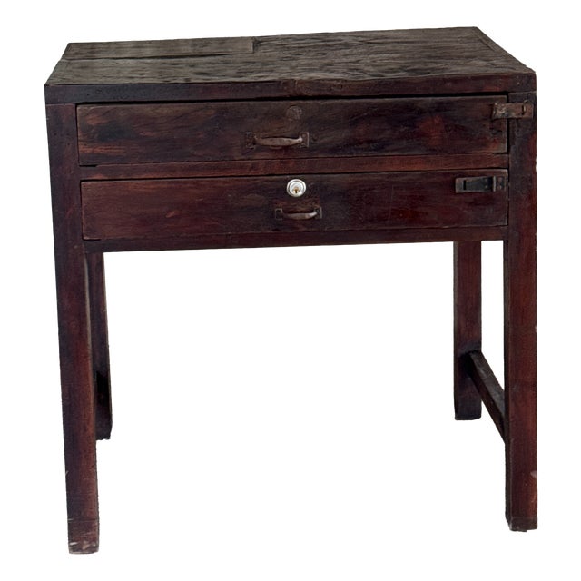 Vintage Indonesian Teak Workshop Cabinet with Two Drawers, 1930s For Sale
