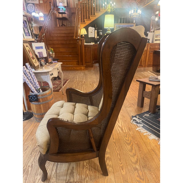 Vintage MCM Lewittes Cane Wingback For Sale - Image 9 of 12