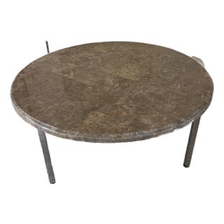 Vintage Marble Top Mid-Century Style Coffee Table With Chrome Legs For Sale