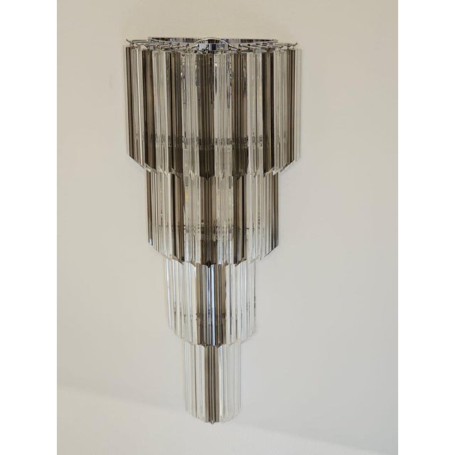 Large Vintage Wall Sconce with Handmade Murano Crystal Quadrihedrons, Venice, Italy, 1961 For Sale - Image 6 of 11