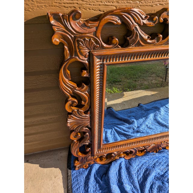 1990s 1990s Drexel Heritege Large Mahogany Framed Wall Mirror. This Mirror Is Part of the Talavera Tuscan Collection. For Sale - Image 5 of 8