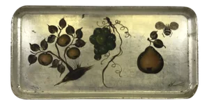 Hand Painted Silvered Paper Mache Tray