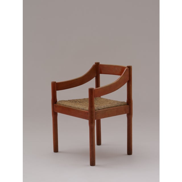 Mid-Century Modern Red Carimate Carver Chairs attributed to Vico Magistretti for Cassina, 1960s, Set of 4 For Sale - Image 3 of 7