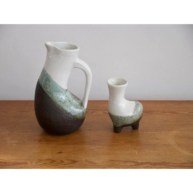 Enameled Earthenware Jug and Vase Set from Gilbert Valentin, 1950s, Set of 2 For Sale - Image 12 of 12