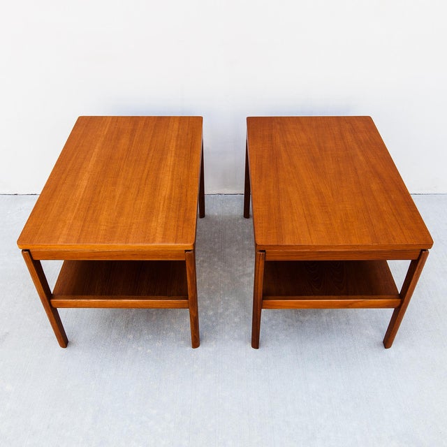 1960s Restored Danish Modern Two Tier Teak Side Tables by France & Son - Set of 2 For Sale - Image 11 of 12