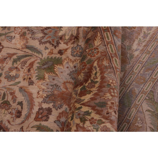 Textile 1990's Floral Pak-Persian Tan/Gold Wool Rug - 10'0'' X 14'8'' For Sale - Image 7 of 9