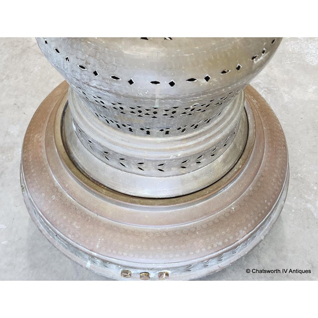 1930s Antique Turkish Pierced Brass & Copper Brazier Coal or Wood Burner, C1930s For Sale - Image 5 of 15