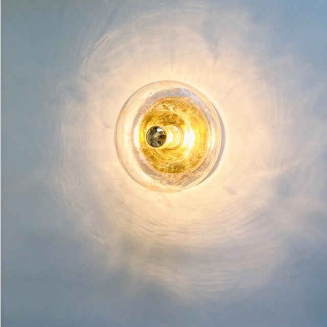 Glass Mid-Century 'Donut' Glass Wall Light/Sconce or Ceiling Light/Flush Mount From Doria, Germany, 1960s For Sale - Image 7 of 10