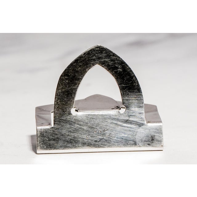 Interesting Antique Sterling Silver Dog Menu Holder Figural Place Card Stand Canine Photo Display For Sale - Image 10 of 11