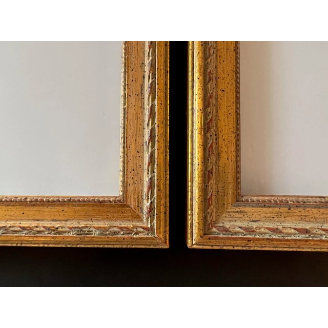 Pair of elegant gold gilt finished Italian Photo frames. Purchased in Verona in 1979. The overall dimensions are 9.5" wide...
