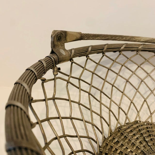 Metal Vintage Silver Woven Basket For Sale - Image 7 of 10