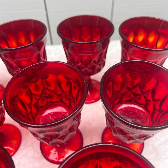 Red 1960s Ruby Red Noritake Perspective Wine/Water Goblets From Japan, Set of 12 For Sale - Image 8 of 10