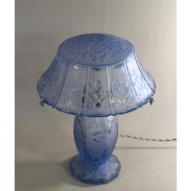 Metal 1930s Pierre d'Avesn Lorrain Daum French Art Deco Mushroom Table Lamp For Sale - Image 7 of 13