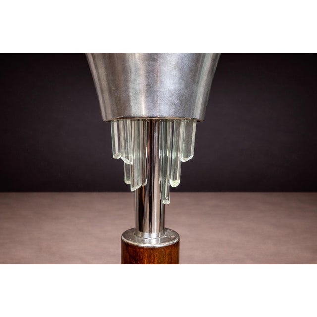 Pair of “Torchierre” Floor Lamps in Rosewood, Crystal & Metal, Unknown, 1950s - Lot 474A For Sale In New York - Image 6 of 10