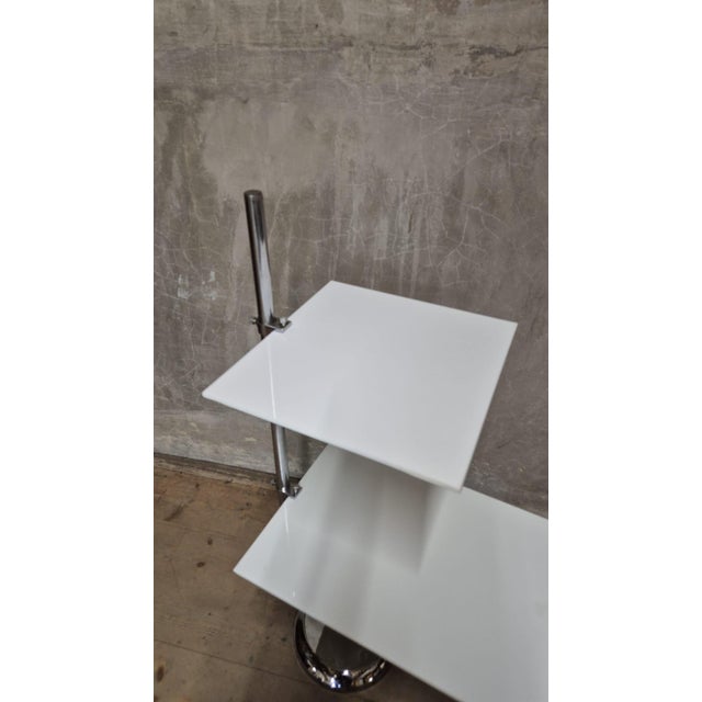 White Vintage Chrome Flower Stand with Two White Shelves, Czechoslovakia, 1970s For Sale - Image 8 of 12