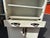 Metal Vintage White Enamel Metal Kitchen Hutch Cabinet With Open Shelving For Sale - Image 7 of 9