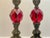 Mid 20th Century Mid 20th Century Red Faceted Baroque Inspired Candlesticks-a Pair For Sale - Image 5 of 9