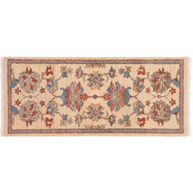 Shabby Chic Ziegler Beige/Rust Wool Runner Rug- 2'1'' X 4'9'' For Sale - Image 9 of 10