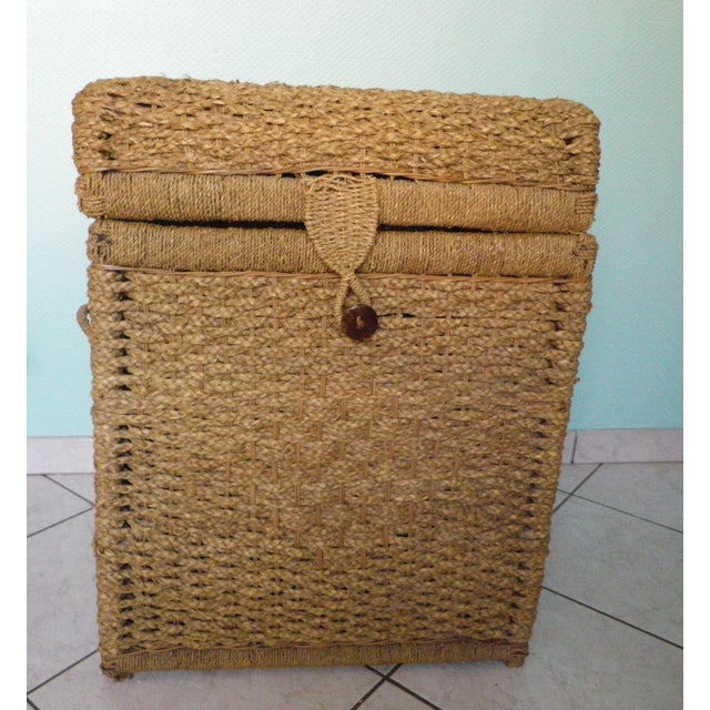 Pirate-Style Trunk with Domed Wicker Lid and Two Handles, 1970s For Sale - Image 14 of 14