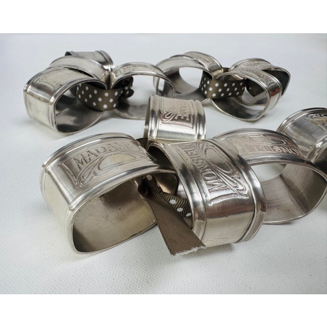 Late 20th Century Vintage Monsieur Madame Metal Napkin Rings - Set of 16 For Sale - Image 5 of 7