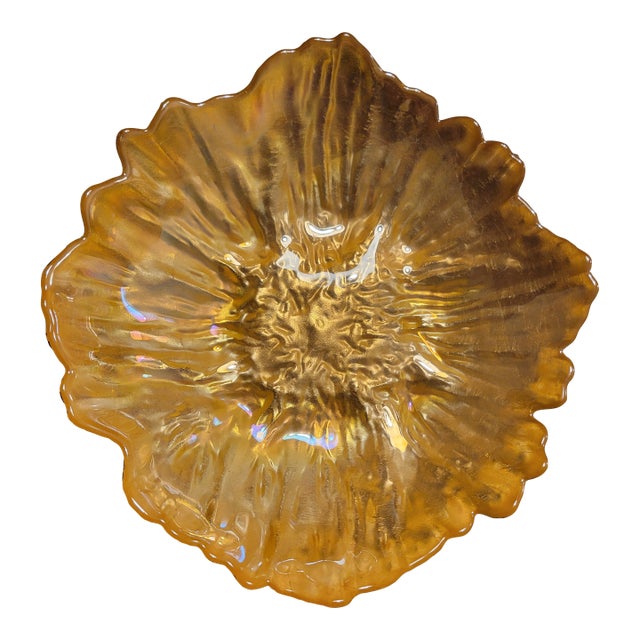 Vietri Gold Floral Glass Bowl For Sale