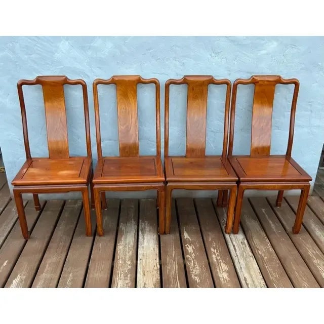 1960s Solid Rosewood Ming Style Classic Table & Six Chairs - Set of 7 For Sale - Image 9 of 11