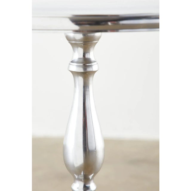 Chrome Polished Metal Round Pedestal Drink Tables - a Pair For Sale - Image 8 of 13