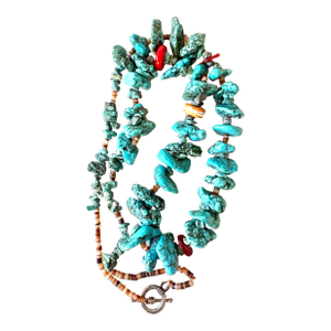 Vintage Turquoise and Coral Native American Necklace
