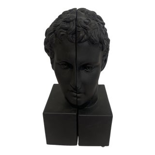 Black Greek Bust Bookends - a Pair For Sale