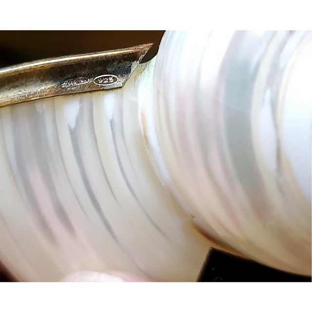 White Caviar Dish by Scully & Scully Sterling Silver 925 Hallmarked & Spoon Seashell Shell For Sale - Image 8 of 17