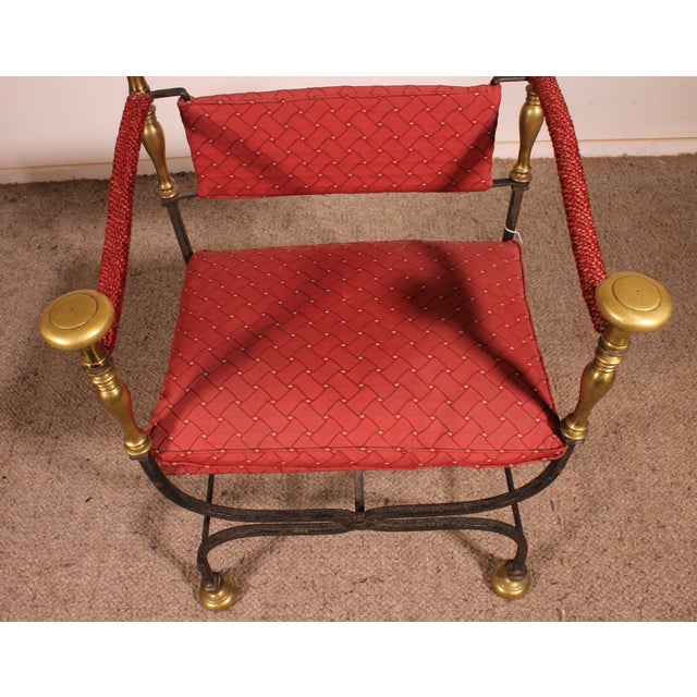 Curule Armchair in Wrought Iron and Bronze, 1890s For Sale - Image 12 of 13