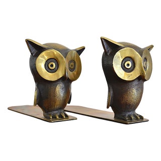 Mid-Century Modern Owl Bookends by Walter Bosse for Herta Baller, 1950s, Set of 2 For Sale