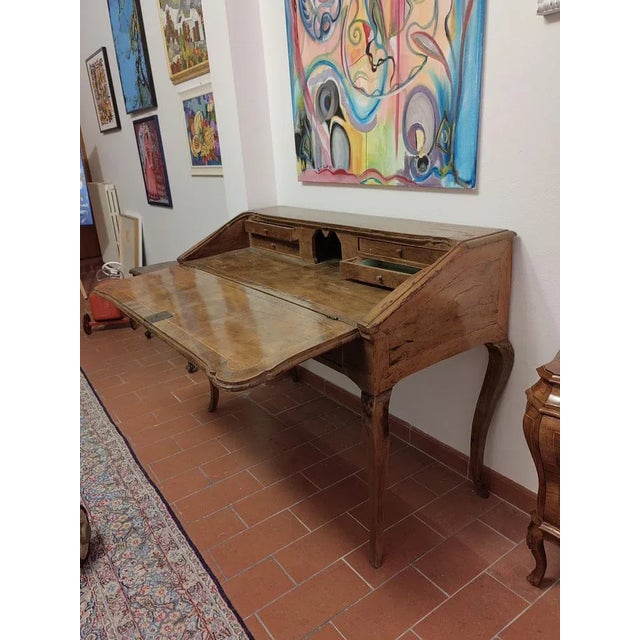 18th Century Flap Cabinet Writing Desk in Solid Walnut with Carvings, in Flawless conditions. Designed before 1890
