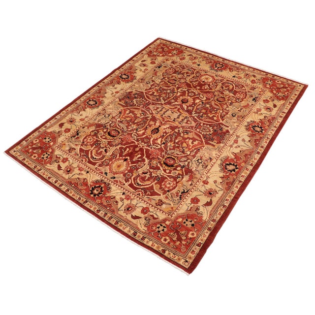 Boho Chic Boho Chic Ziegler Red Beige Hand-Knotted Wool Rug - 8'1'' X 9'6'' For Sale - Image 3 of 8