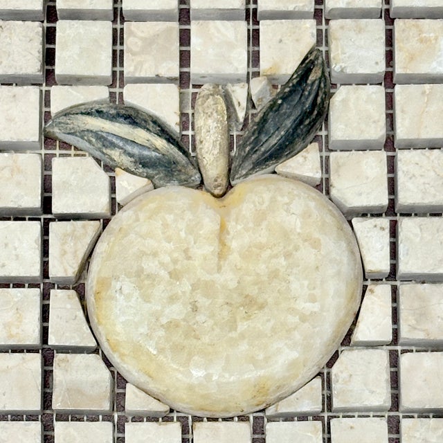 Polished botticino marble, rosa crystal marble, verde saltan marble, and café brissac limestone dimensional peach...