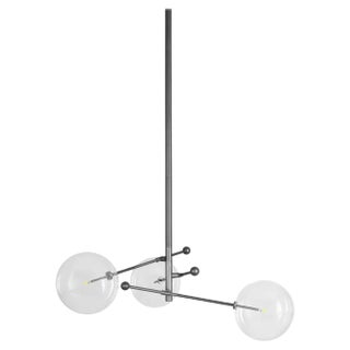 RD15 3 Arms Polished Nickel Chandelier by Schwung For Sale