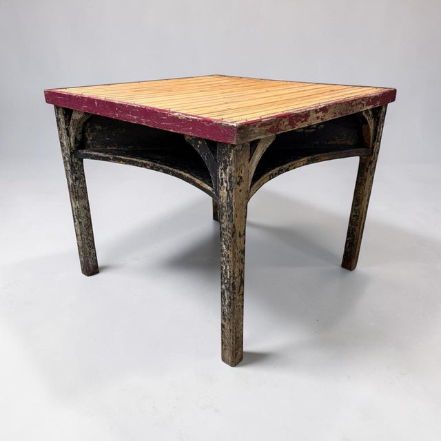 American Vintage Painted Tavern Americana Poker Card Game Table For Sale - Image 3 of 17