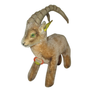 Vintage 1960's Steiff Rocky Goat, Tags & Button, Short Mohair