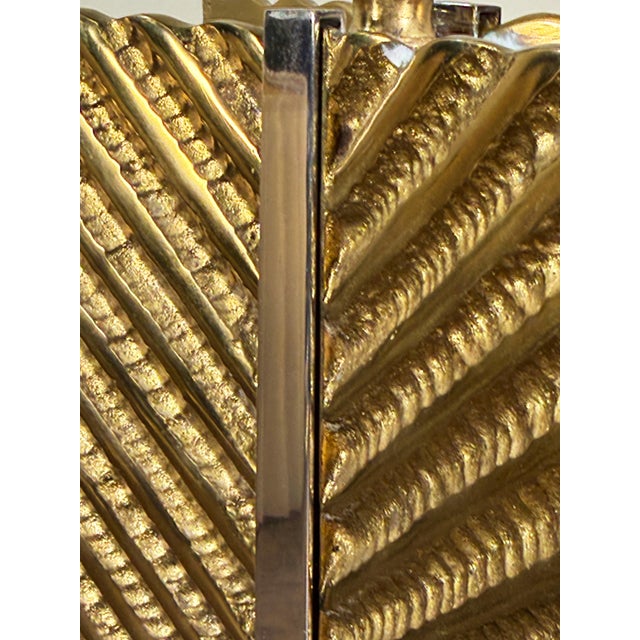 1970s Vintage Hollywood Regency Maison Baguès Brass and Chrome Table Lamp For Sale - Image 5 of 11