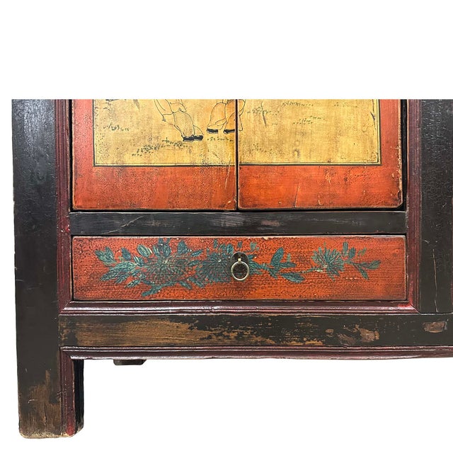 Gold Early 20th Century Antique Chinese Mongolia Twin Cabinet/Buffet Table, Sideboard For Sale - Image 8 of 18