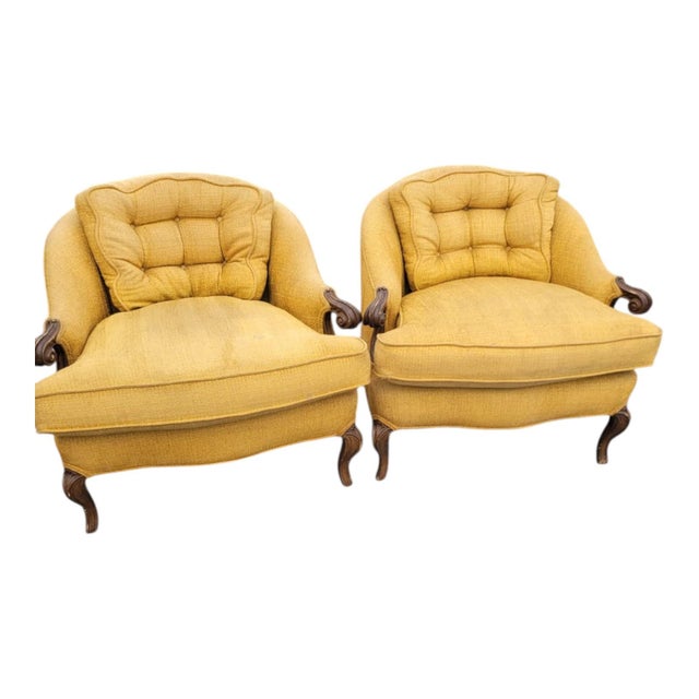 Victorian Mid 20th Century Pair of Mid-Century Modern American Club Chairs For Sale - Image 3 of 18