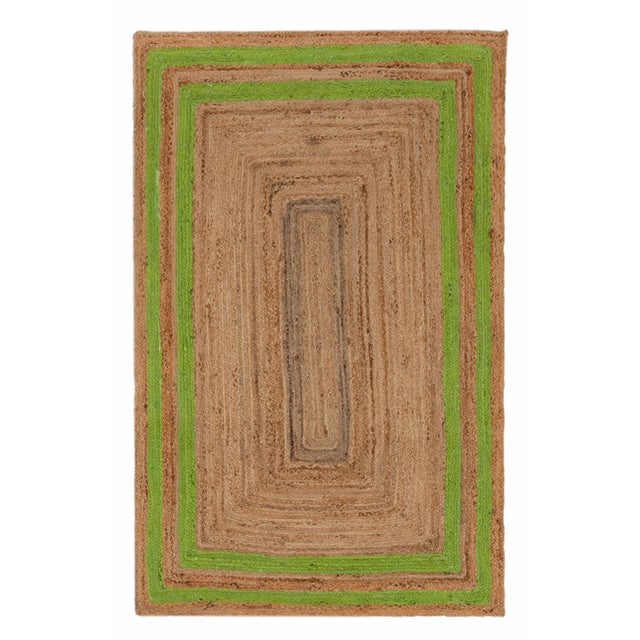 5x8ft. Green Border Rectangle Jute Handmade Rug For Sale - Image 10 of 10