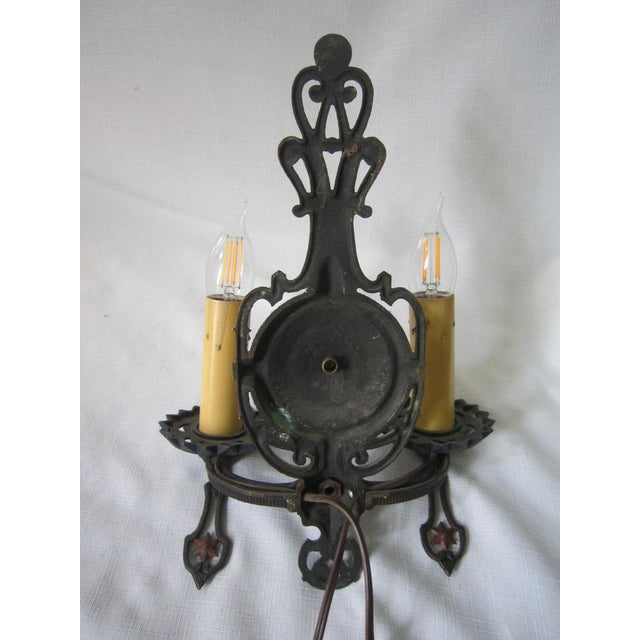 1940s Arts and Crafts Iron Two Arm Sconce For Sale - Image 5 of 5