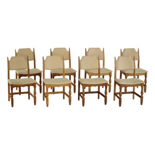 Mid-Century Modern Oak & Hessian Dining Chairs from Henning Kjærnulf, 1960s, Set of 8 For Sale