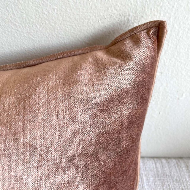 Mid-Century Modern Culvre French Velvet Lumbar Pillow With Insert For Sale - Image 3 of 5