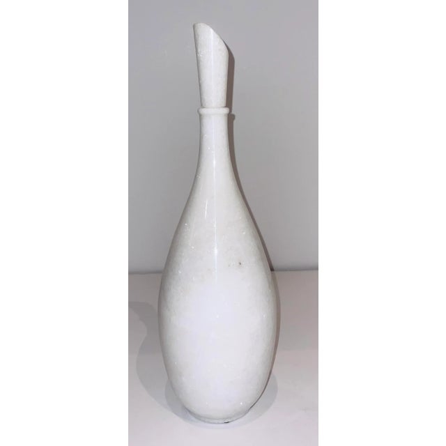 Global Views Global Views Modern White Marble Teardrop Vase For Sale - Image 4 of 4
