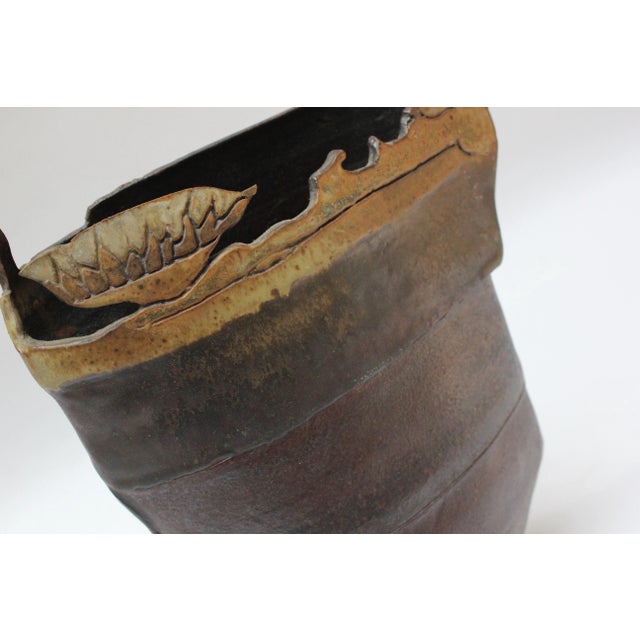 Burgundy Vintage Studio Stoneware Sculptural Vase For Sale - Image 8 of 13