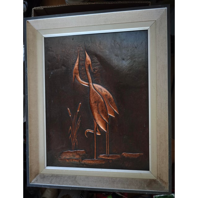 Vintage Decorative Wall Panel with Cranes in Copper, 1967 For Sale - Image 4 of 4