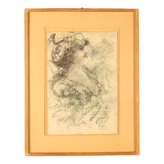 Antonio Mancini, Portrait Composition, Mixed Media on Cardboard, Framed For Sale